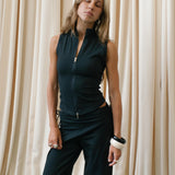 Cleo Zip-up Vest – Black