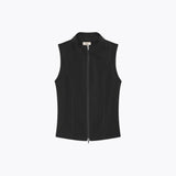 Cleo Zip-up Vest – Black