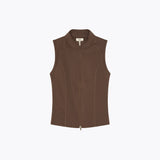 Cleo Zip-up Vest – Brown