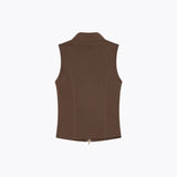 Cleo Zip-up Vest – Brown